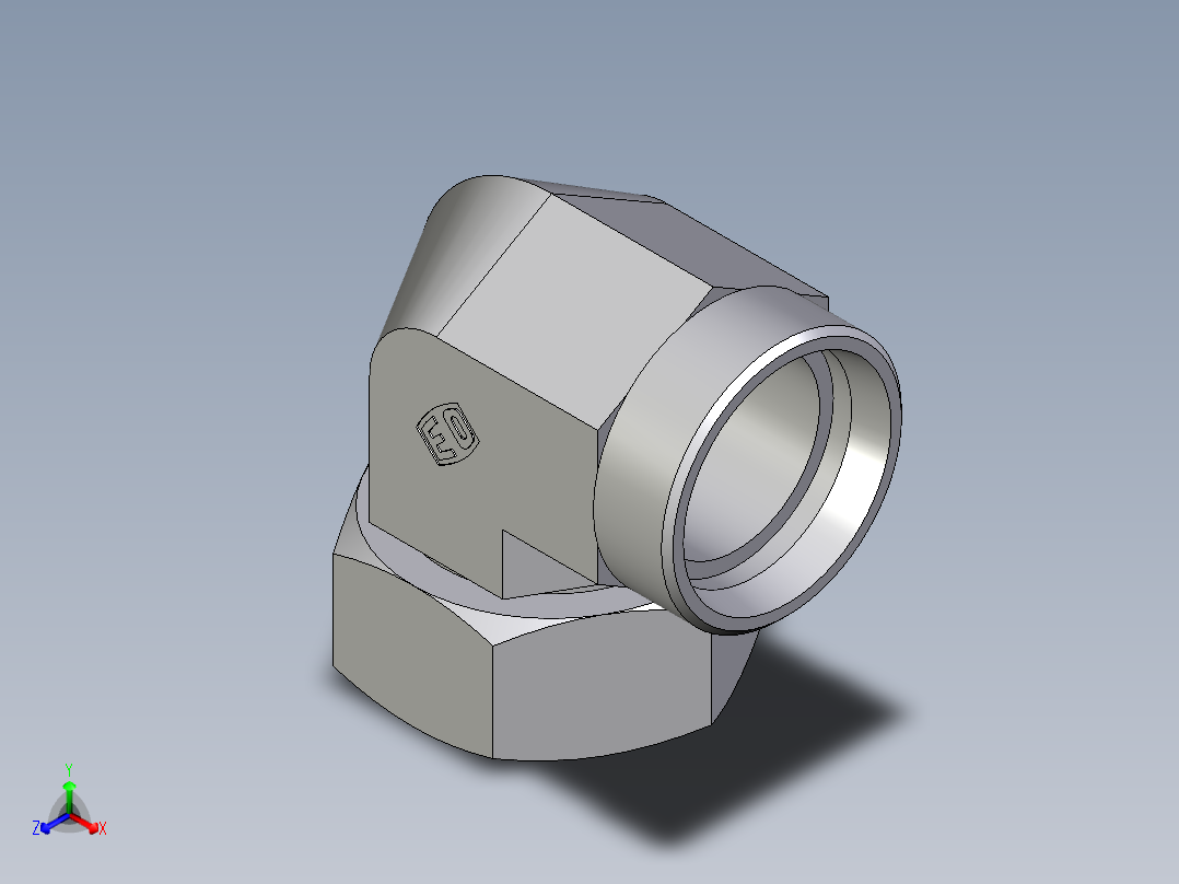 卡套式工业通用硬管接头EO_Swivel_nut_elbow_EW42LOMD71主视图