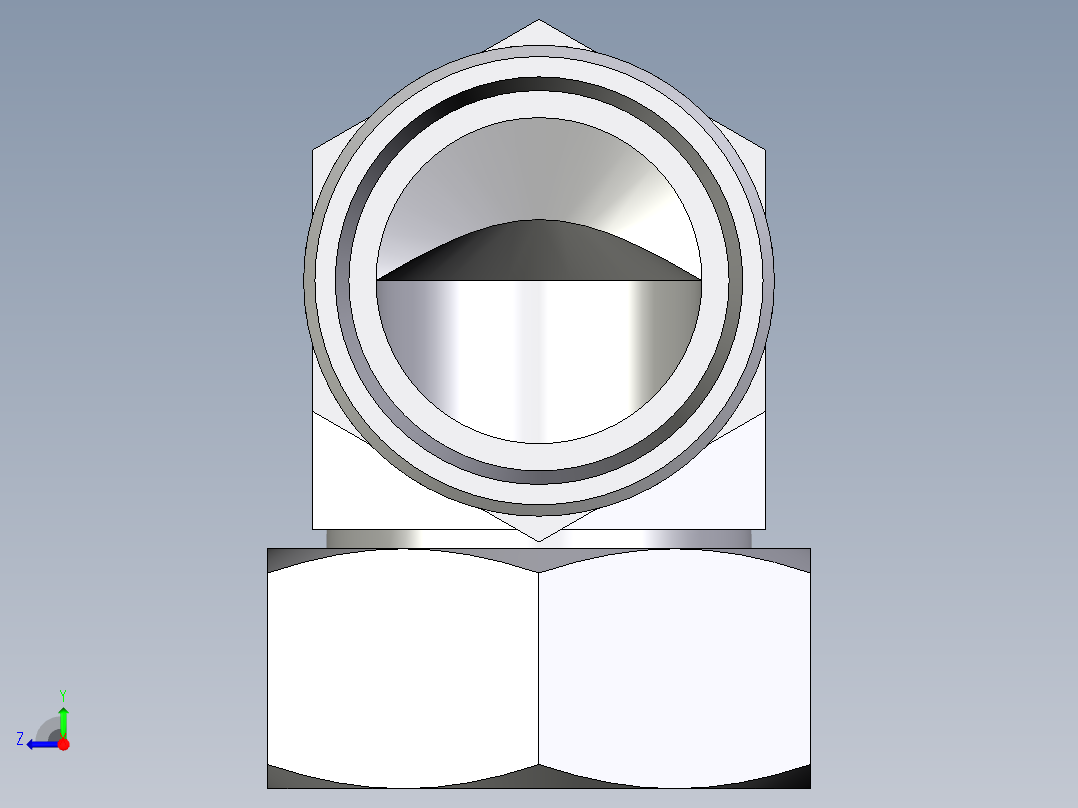 卡套式工业通用硬管接头EO_Swivel_nut_elbow_EW42LOMD71右视图