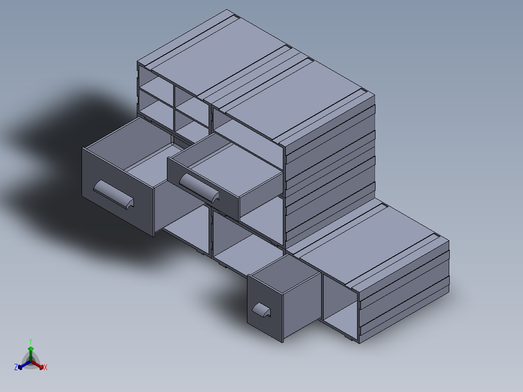 收纳盒正等轴测图