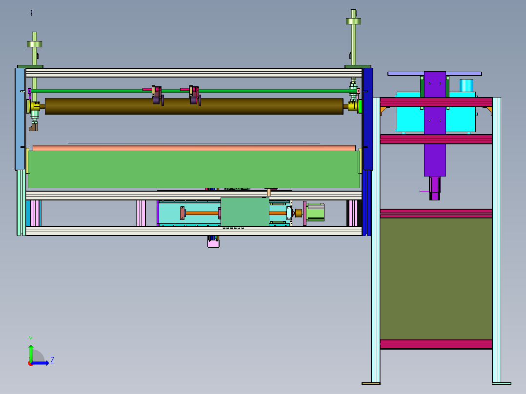 彩铝板辊涂产线的喷码系统左视图