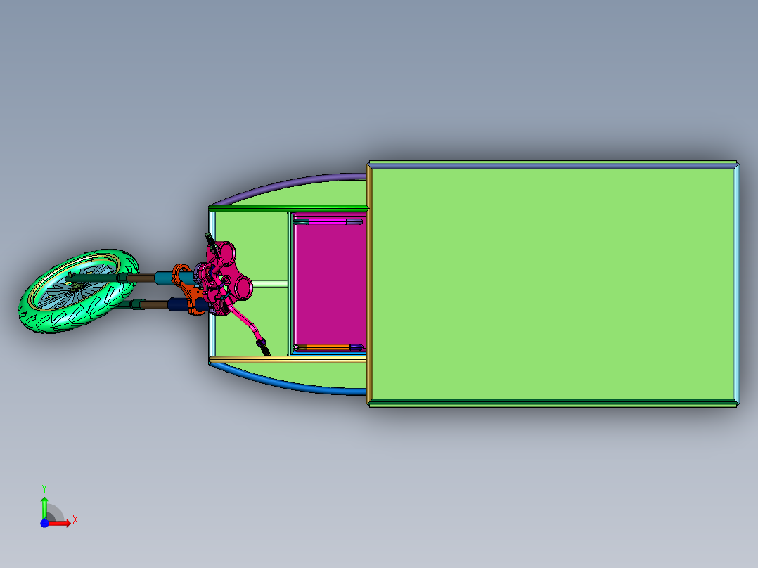 自带一体棚电动三轮车前视图