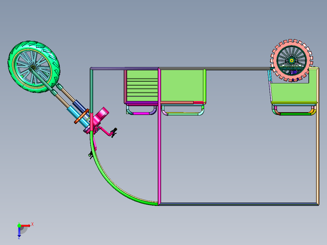自带一体棚电动三轮车俯视图