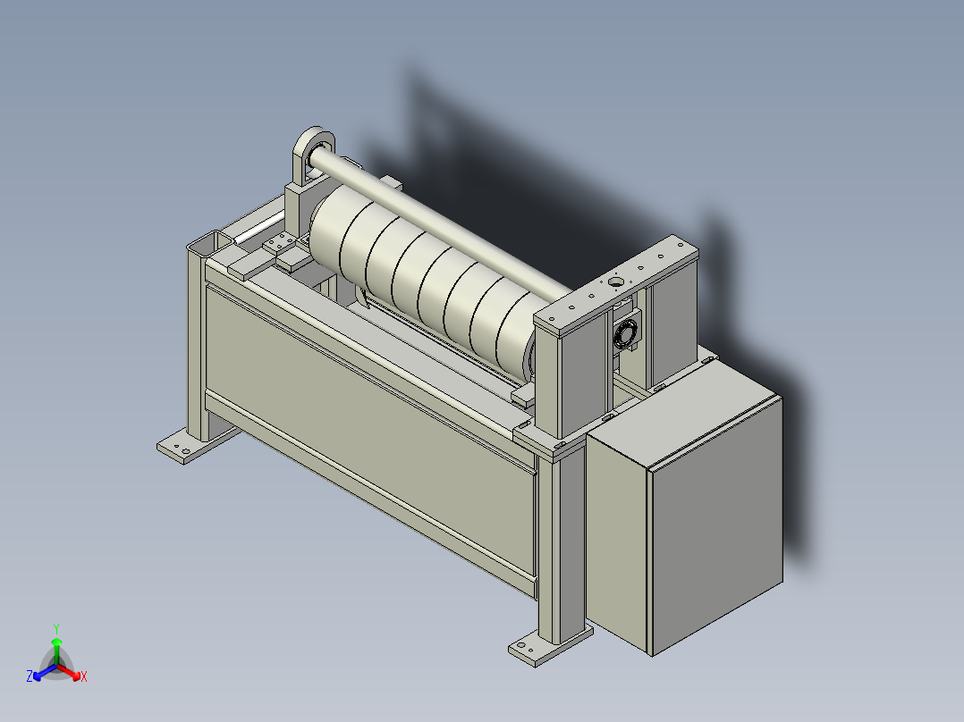 板料折圆机滚圆机正等轴测图