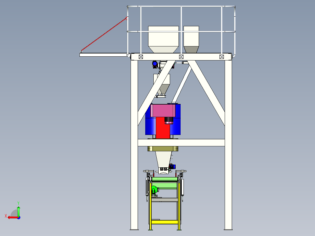 大型立式配料设备设计后视图