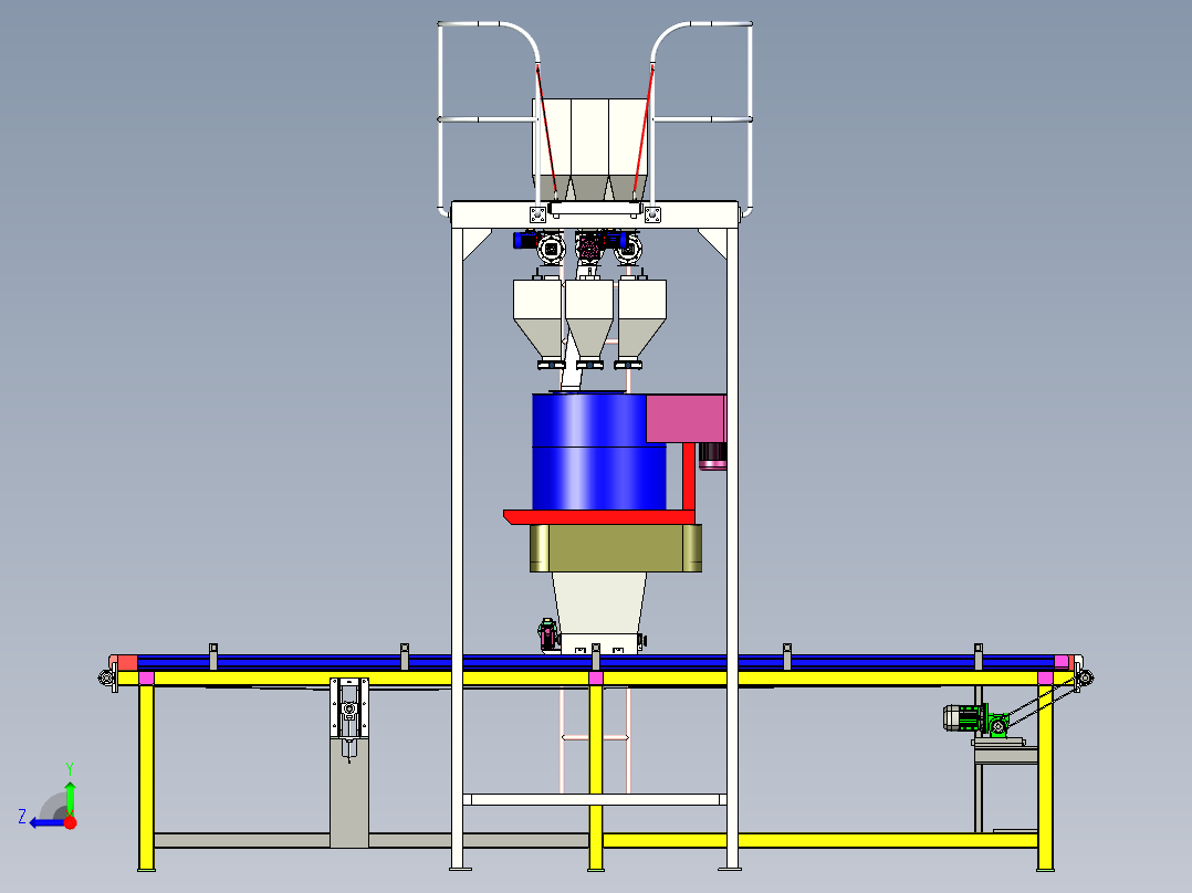 大型立式配料设备设计右视图