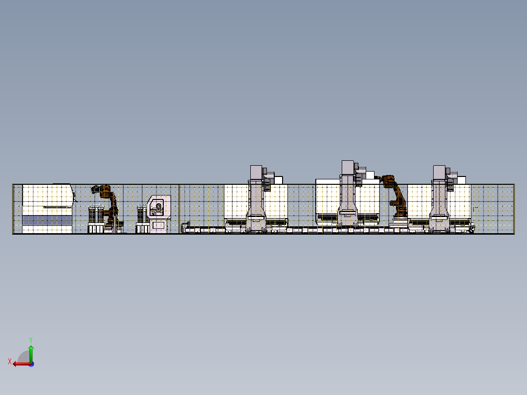 瓦形工件自动生产线sw19可编辑后视图