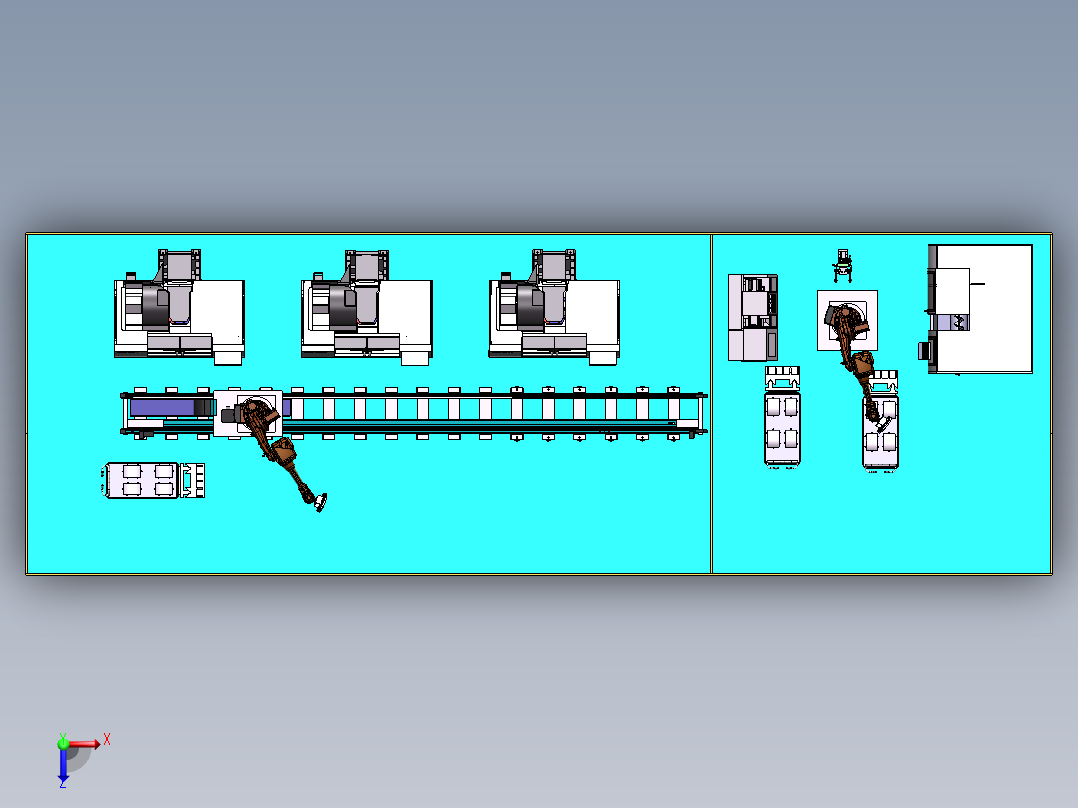 瓦形工件自动生产线sw19可编辑俯视图