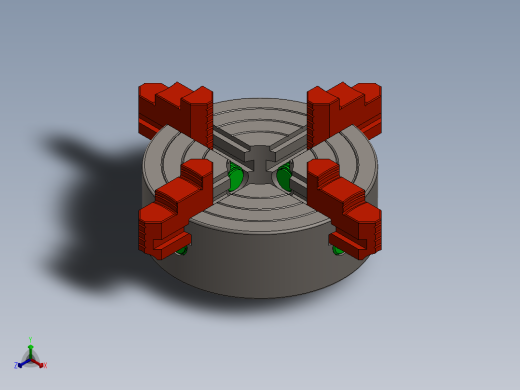 4-jaw-chuck四爪卡盘机构3D图纸 Solidworks设计