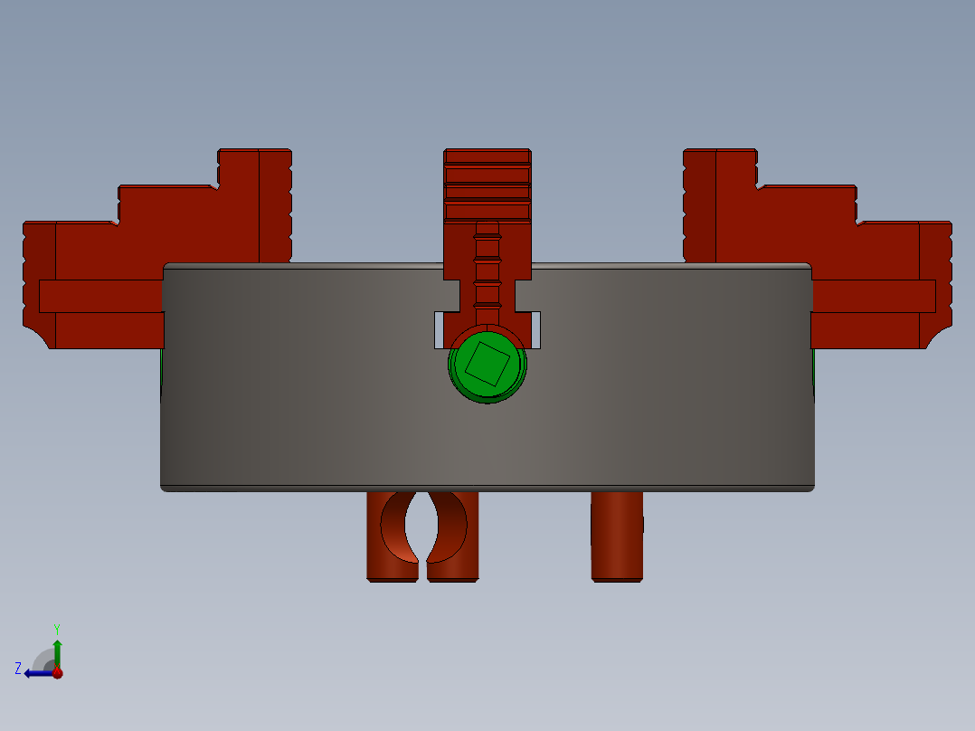 4-jaw-chuck四爪卡盘机构3D图纸 Solidworks设计右视图