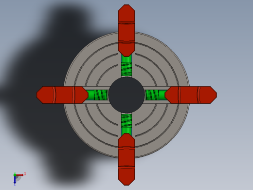 4-jaw-chuck四爪卡盘机构3D图纸 Solidworks设计俯视缩略图