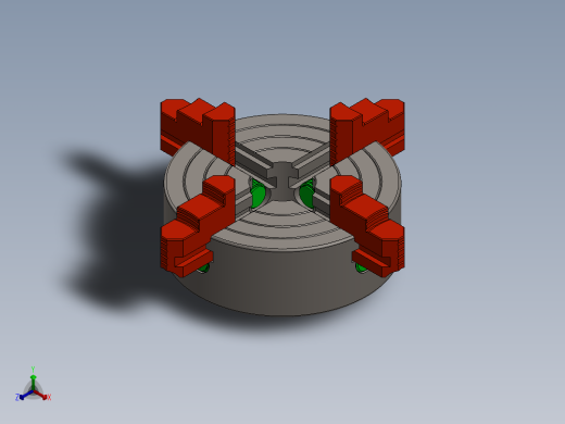 4-jaw-chuck四爪卡盘机构3D图纸 Solidworks设计正等轴测缩略图