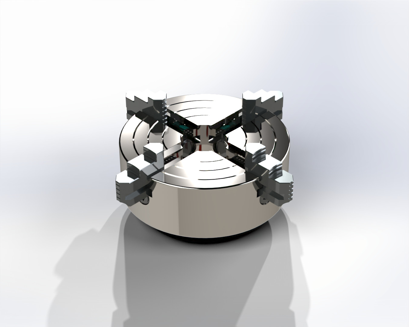 4-jaw-chuck四爪卡盘机构3D图纸 Solidworks设计