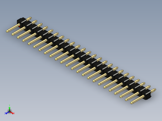 彩色公头100mil（2.54mm）系列-DS1021_black_1x24p_100mil_Type1_rev1.0正等轴测缩略图