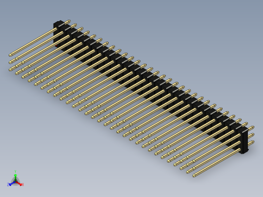 彩色公头100mil（2.54mm）系列-DS1021_black_3x30p_100mil_Type19_rev1.0正等轴测缩略图