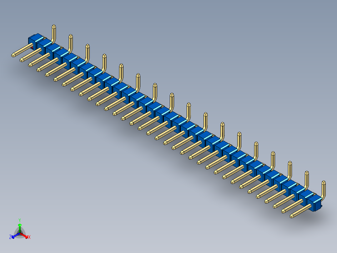 彩色公排针 100mil 2.54mm 系列-DS1022_blue_34p_100mil_Type_SMT_R2_rev1.0主视图