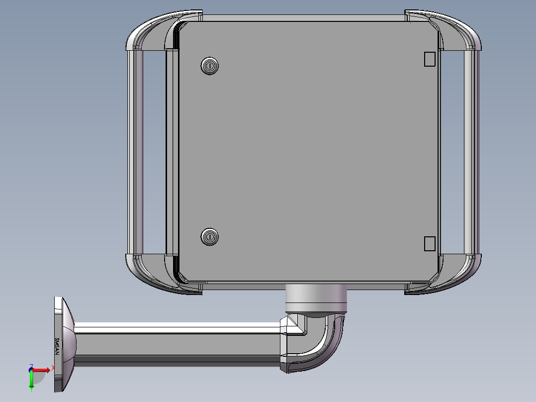 向上固定底座+90度箱体连接器+控制箱后视图
