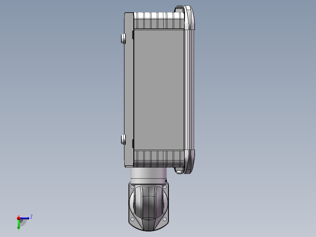 向上固定底座+90度箱体连接器+控制箱左视图