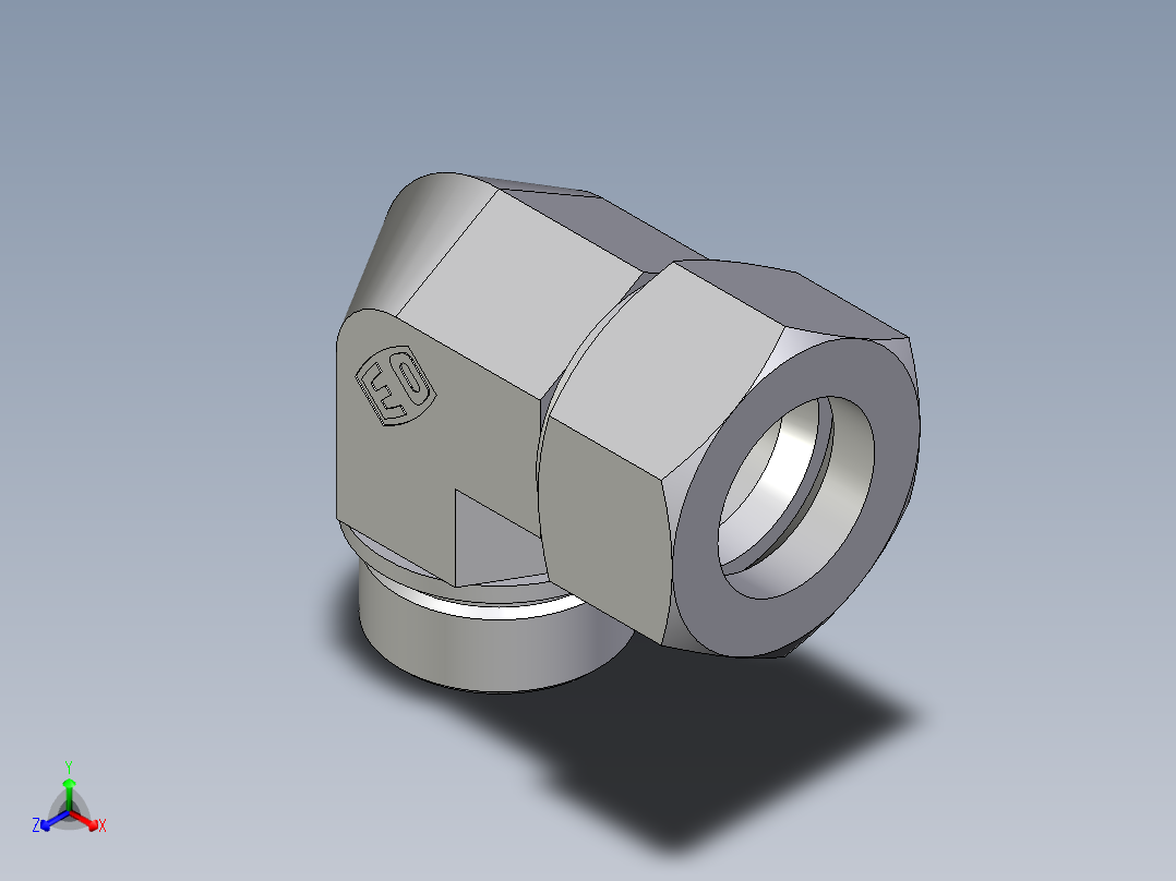卡套式工业通用硬管接头EO_Male_stud_elbow_WE38SM71正等轴测图
