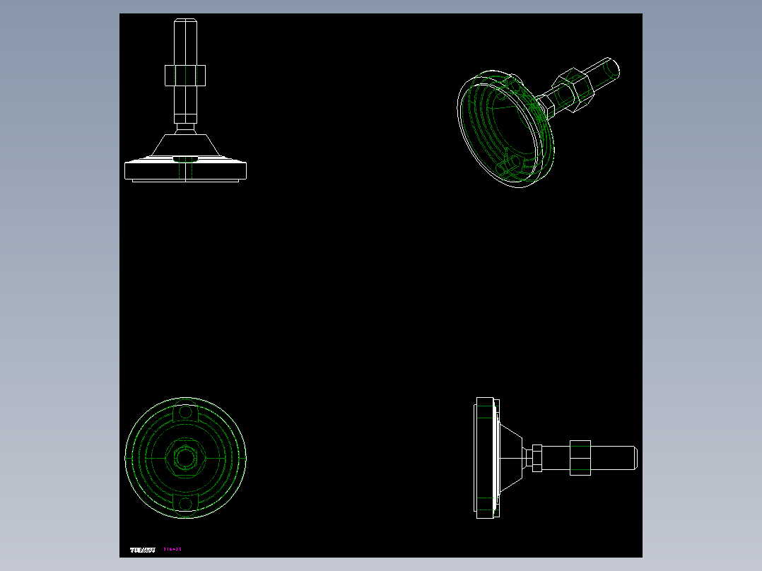 水平調整腳座LVF125-2D多系列多零件图纸模型