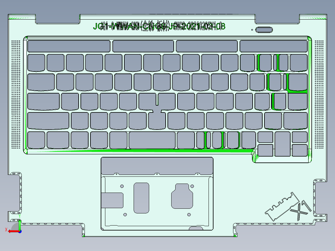 包胶版笔记本外壳攻牙程序模型后视图