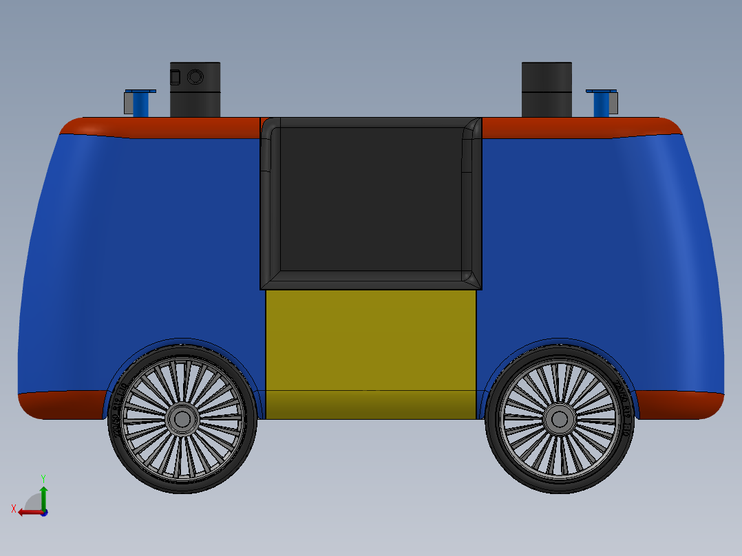 快递小车后视图