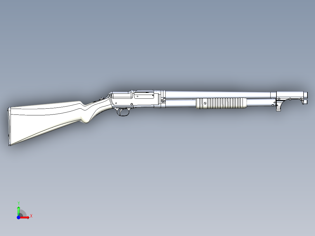 手枪左轮冲锋枪老式狙击步枪设计3D图纸winchester-prototype-5568-1 3 STP X_T前视图