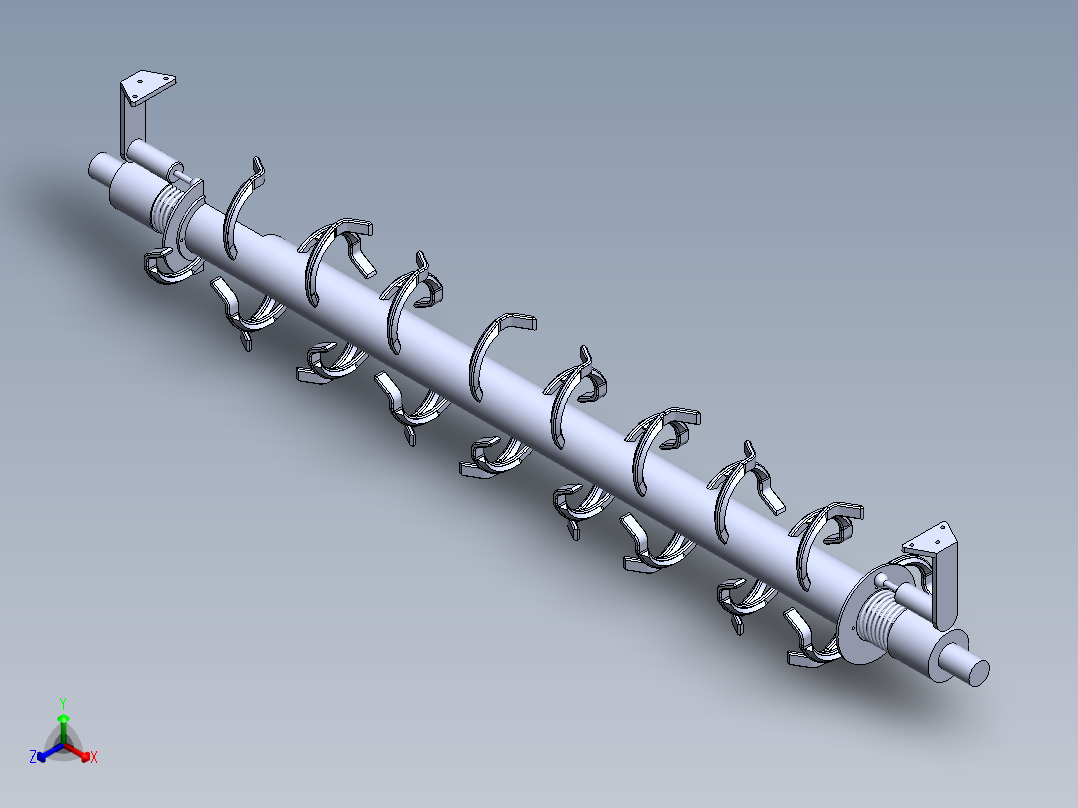 双排旋耕机构正等轴测图