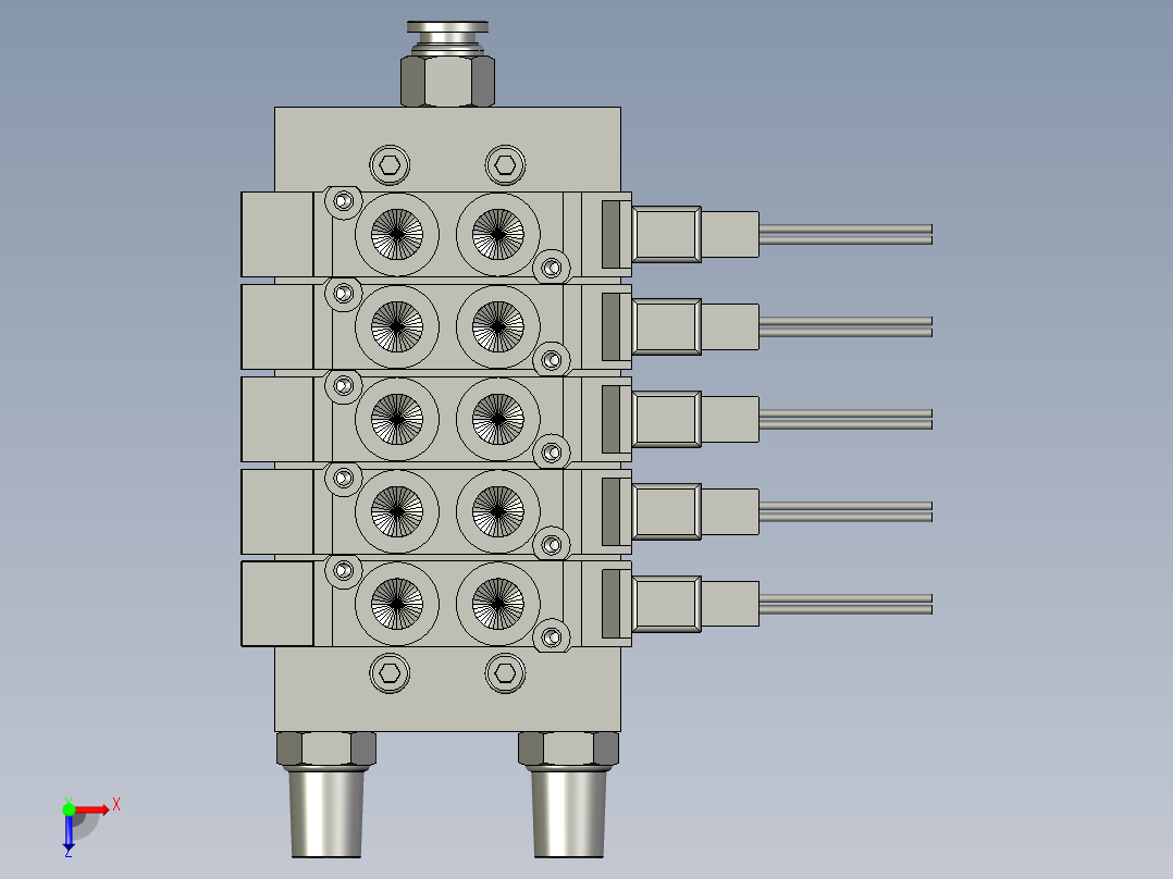 5位电磁阀组件俯视图