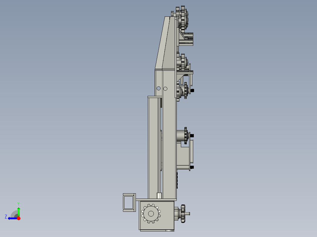 联合收割机的可伸缩收割台右视图