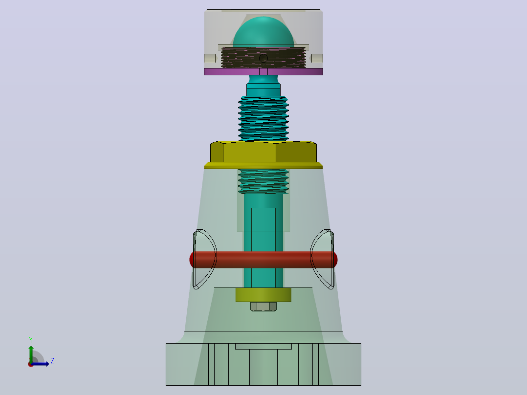 可调节限位器可调节支座3D图纸 Solidworks设计前视图