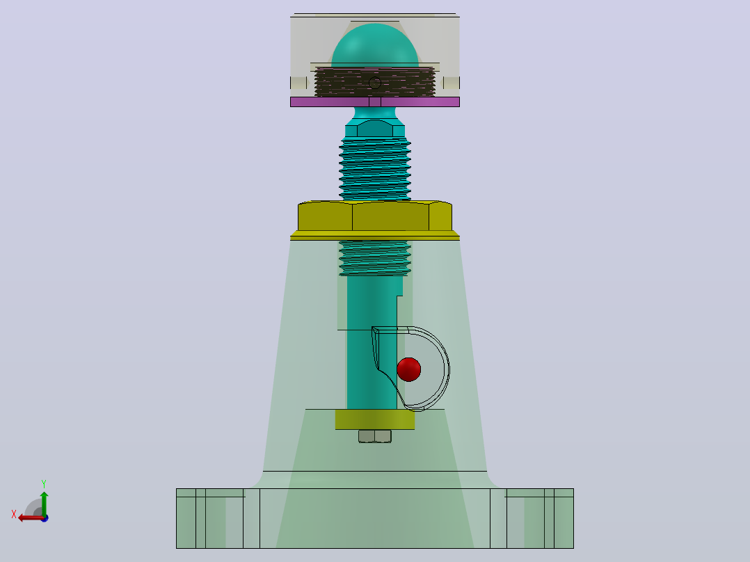 可调节限位器可调节支座3D图纸 Solidworks设计左视图