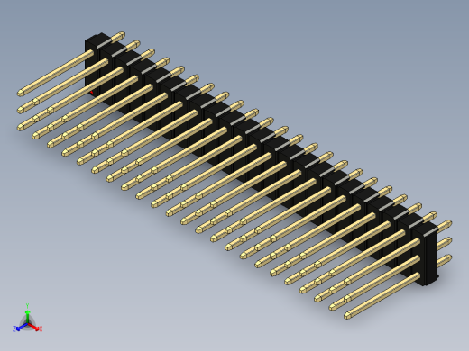 彩色公头100mil（2.54mm）系列-DS1021_black_3x23p_100mil_Type5_rev1.0正等轴测缩略图