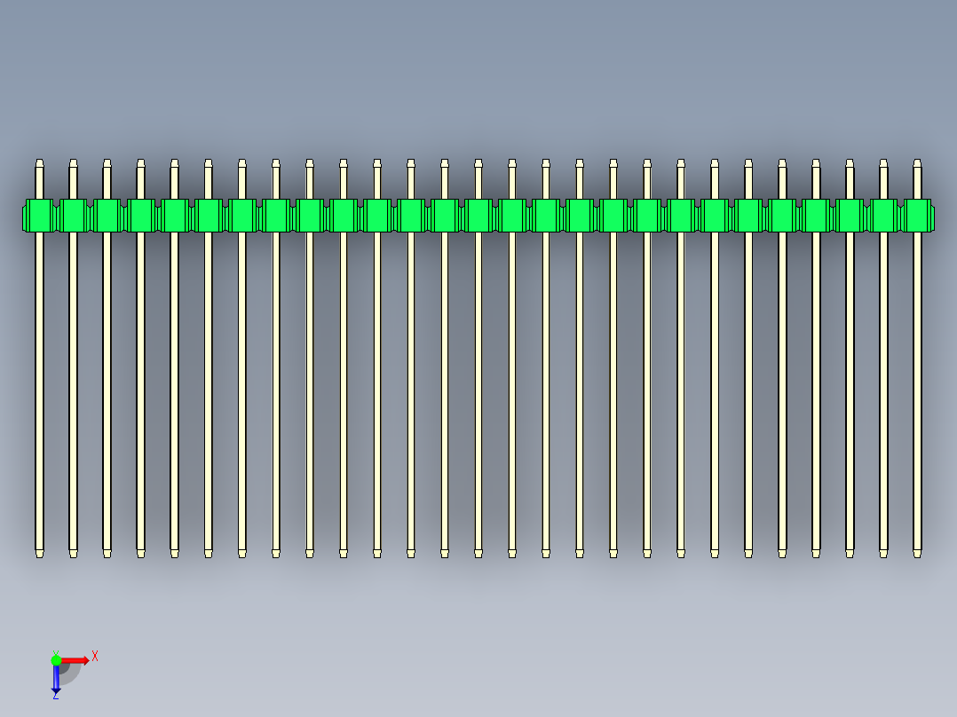 彩色公头100mil（2.54mm）系列-DS1021_green_2x27p_100mil_Type43_rev1.0俯视图