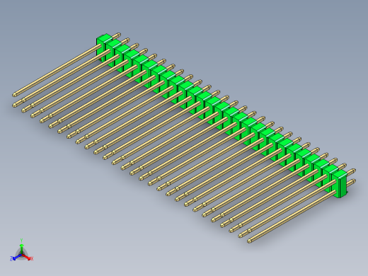 彩色公头100mil（2.54mm）系列-DS1021_green_2x27p_100mil_Type43_rev1.0正等轴测缩略图