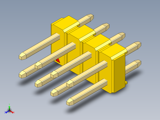 彩色公头100mil（2.54mm）系列-DS1021_yellow_2x04p_100mil_Type1_rev1.0正等轴测缩略图