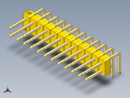 彩色公排针 100mil 2.54mm 系列-DS1022_yellow_2x12p_100mil_TypeD_rev1.0