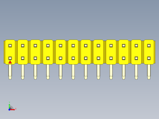 彩色公排针 100mil 2.54mm 系列-DS1022_yellow_2x12p_100mil_TypeD_rev1.0前视缩略图