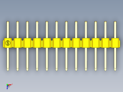 彩色公排针 100mil 2.54mm 系列-DS1022_yellow_2x12p_100mil_TypeD_rev1.0俯视缩略图