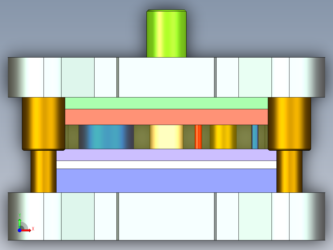 偏心盘级进模（CAD图+Proe三维）前视图