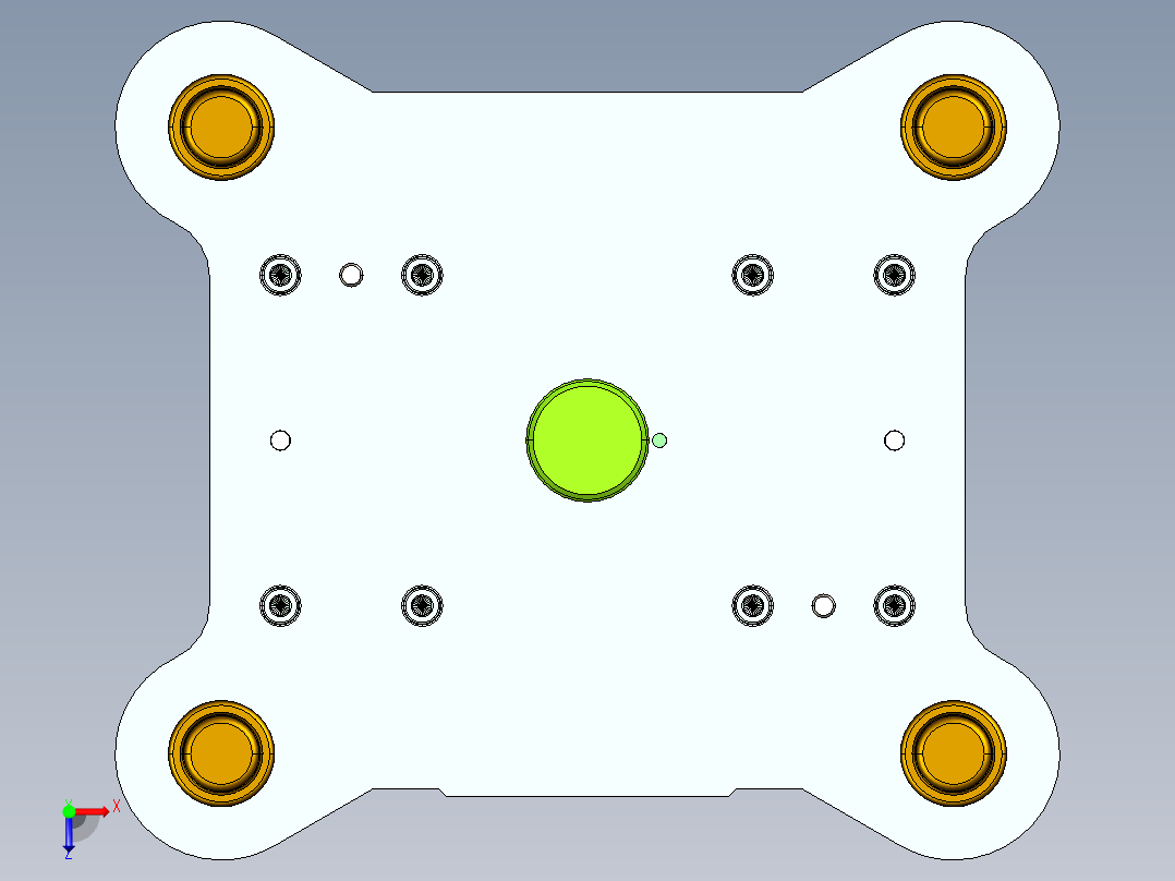 偏心盘级进模（CAD图+Proe三维）俯视图