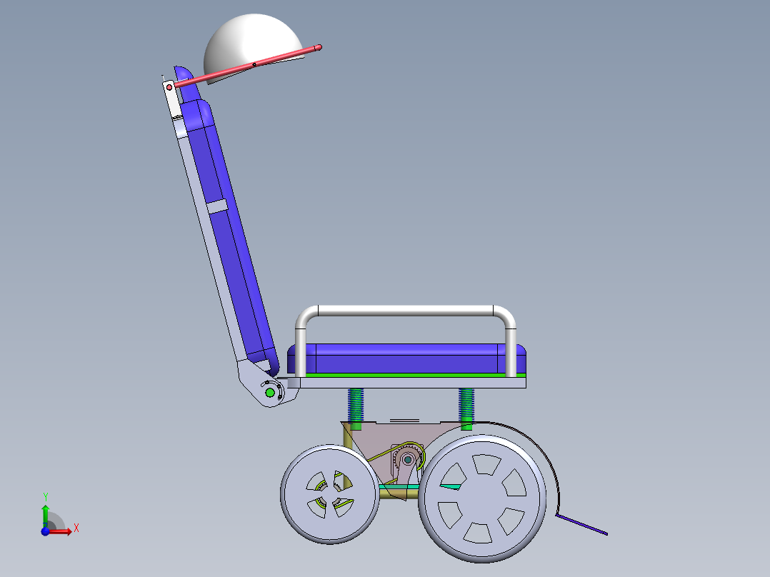 Q219-带头罩的躺椅的设计【三维SolidWorks】前视图