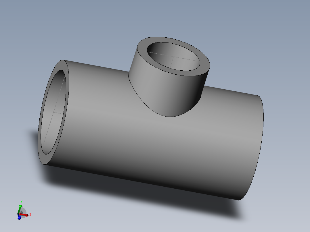 PVC公制管件-50x50x32 R-Tee主视图