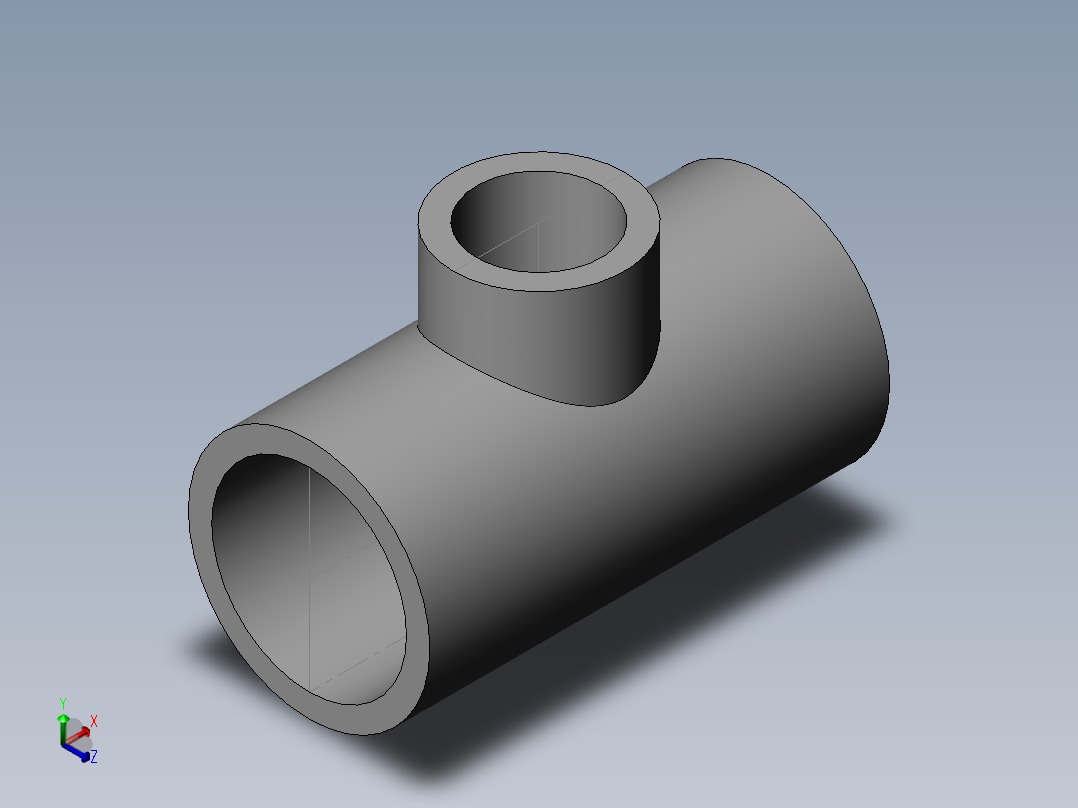 PVC公制管件-50x50x32 R-Tee正等轴测图