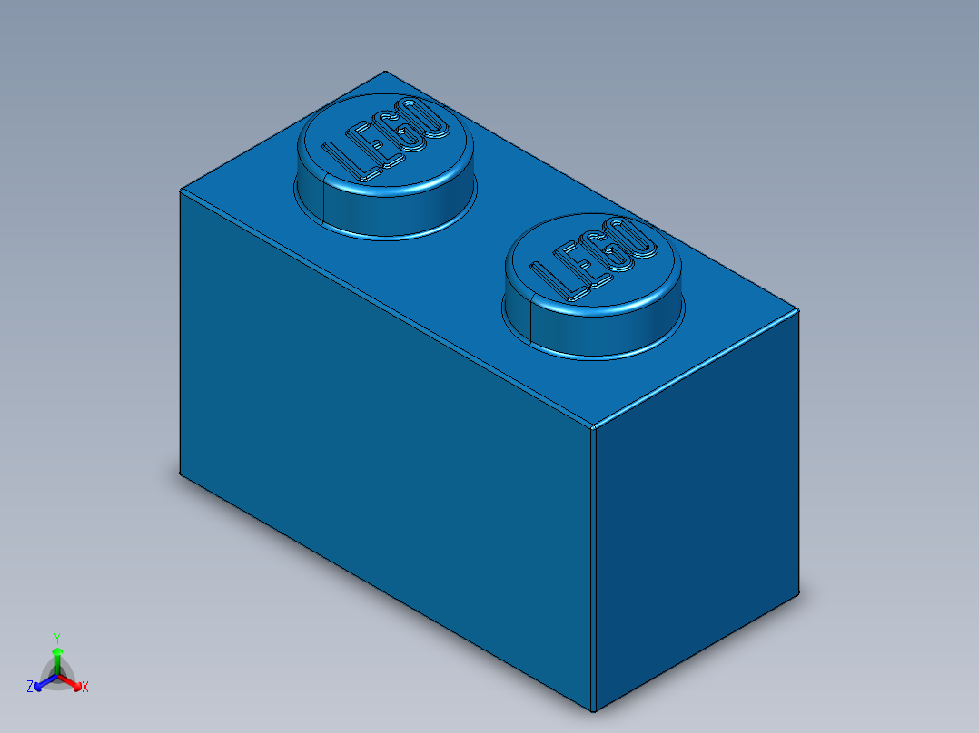 乐高套装 4421基本积木-300423 Bright Blue Brick 1 x 2.STEP正等轴测图