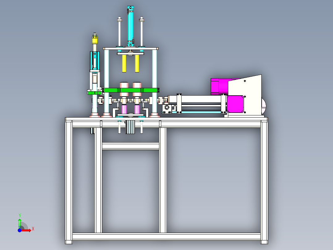 金属片压入轮圆筒设备前视图