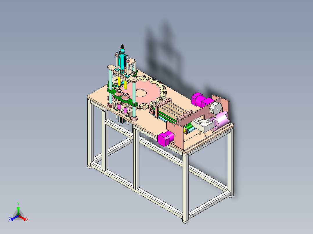 金属片压入轮圆筒设备正等轴测图