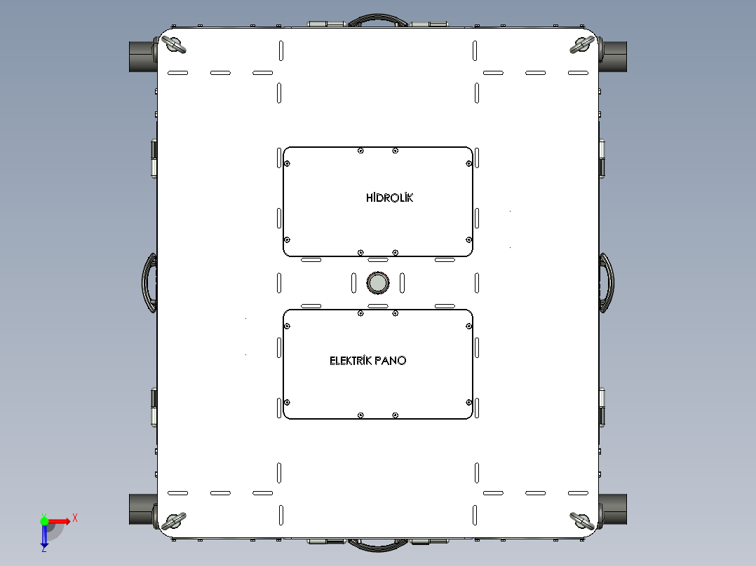 带液压拖车架的转运车俯视图