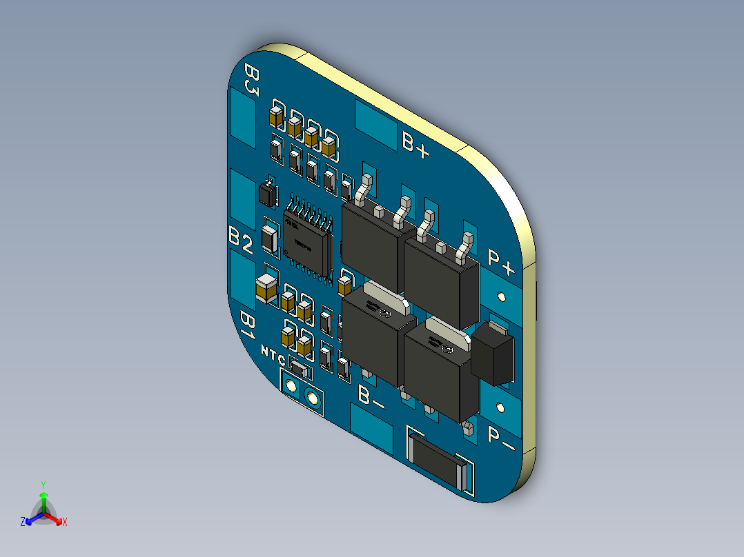 锂电池BMS 4S 20A正等轴测图