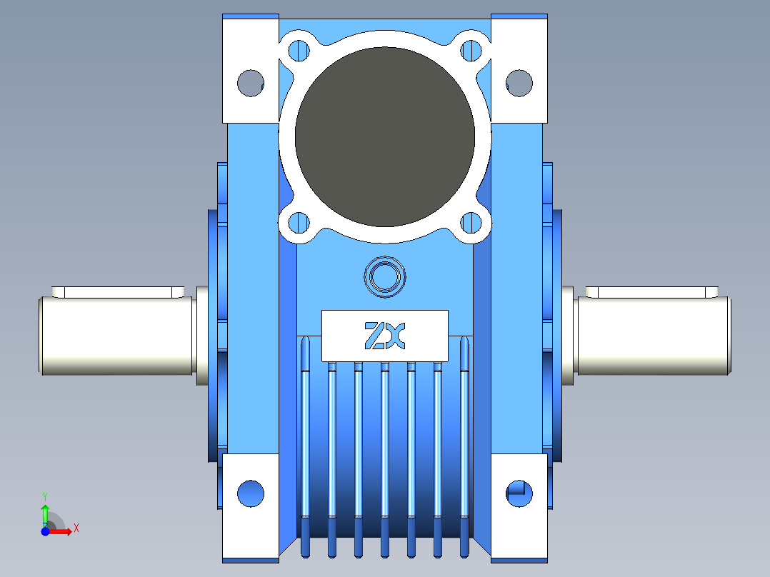 NRV030-090型蜗轮蜗杆减速机[NRV063╱20╱DS╱B3]前视图