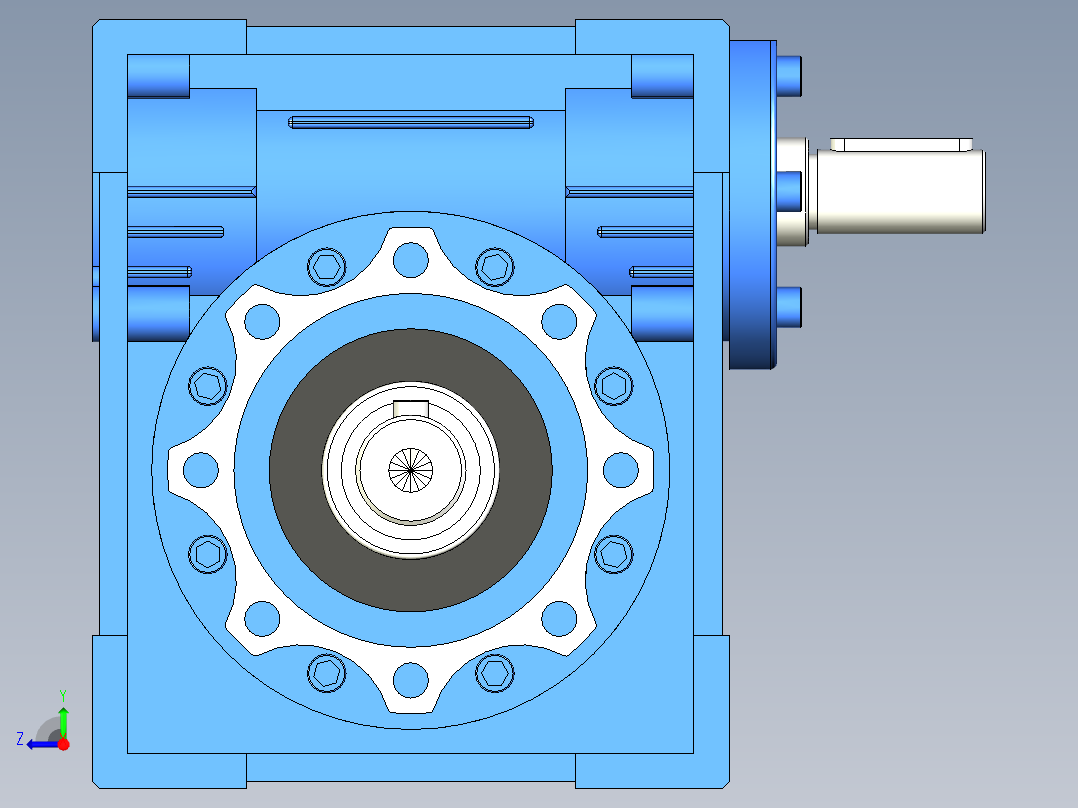 NRV030-090型蜗轮蜗杆减速机[NRV063╱20╱DS╱B3]右视图